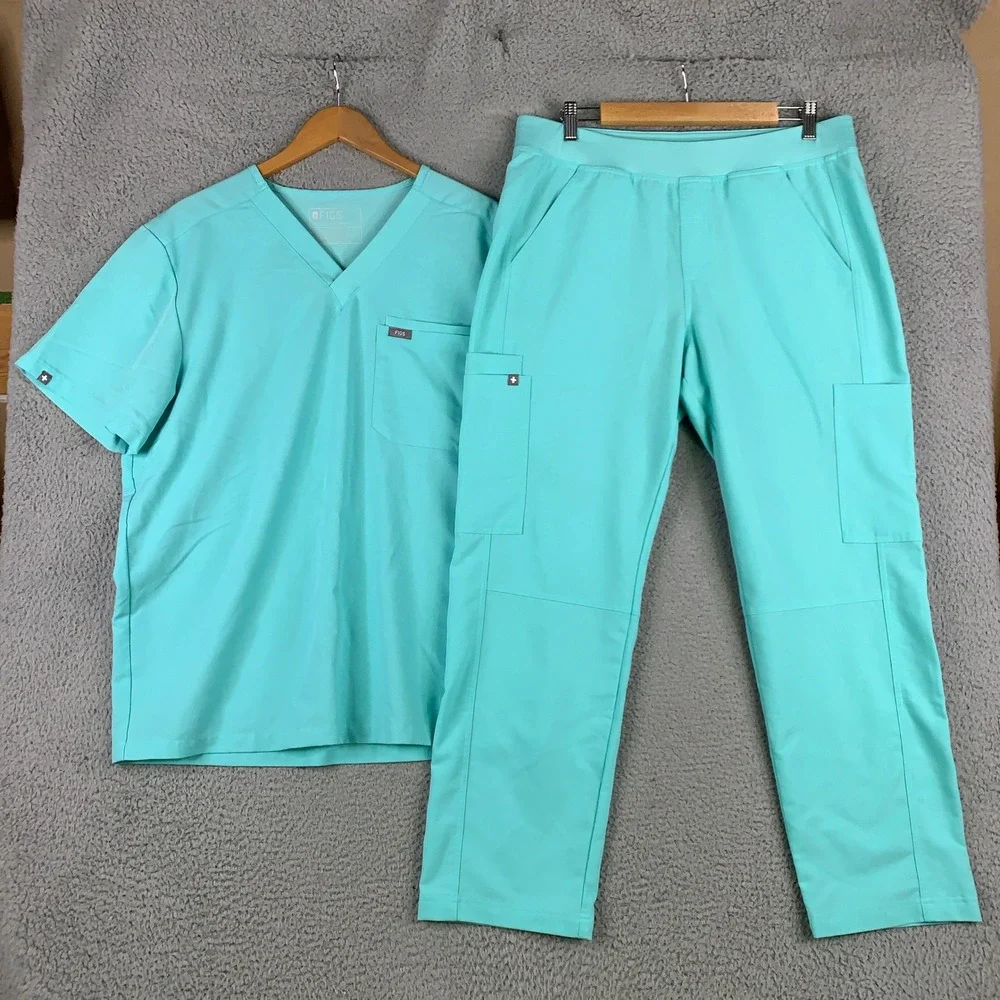 FIGS Scrub Set Mens Large L Leon Top & Axim Pants V-Neck Cargo Technical Uniform